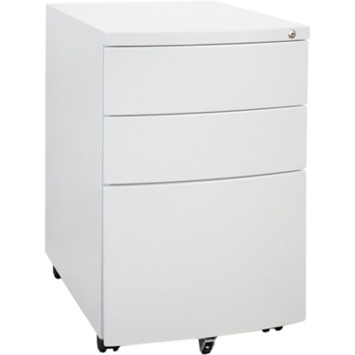 HDL Metal Mobile Pedestal - 3 x Drawer(s) for Box, File - Legal, Letter - Locking Drawer, Mobility, Ball Bearing Slide, Pencil Tray - White - Metal 2 UTILITY AND 1 FILE DRAWER FO 15 1/2" W X 22 1/2" D X 25" H