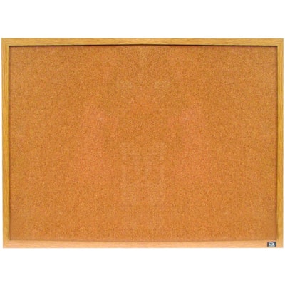 Quartet - Tableau d'affichage économique, cadre en chêne, 2 pi x 1,5 pi - Surface Liège naturel - Économique, Auto-guérissant - Frame Chêne - hauteur de 18 po (457,20 mm) x largeur de 24 po (609,60 mm) - 1 chaque 24X18 PO  ECONOMIQUE CADRE DE BOIS MASSIF