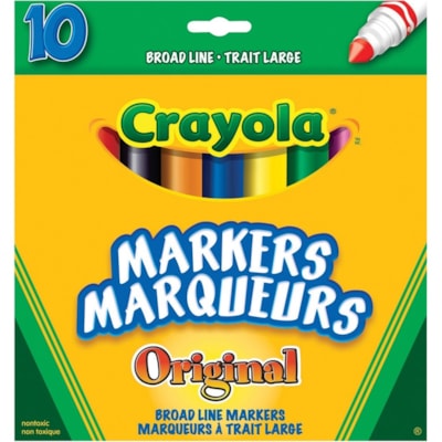 Crayola Original Markers - 10 / Box NON-TOXIC COLOURING MARKERS WATER BASED