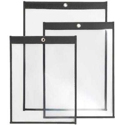 VLB Hang Up Sheet Holder - Support 11" (279.40 mm) x 14" (355.60 mm) Media - Clear, Black - 50 / Pack TRANSPARENT POLYPROPYLENE LEATHERETE EDGE PVC FREE