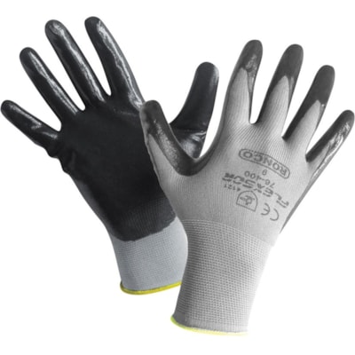 FLEXSOR Work Gloves - Nitrile Coating - Large Size - Abrasion Resistant, Latex-free - 12 / Box LARGE NITRILE COATED NYLON GLOVES