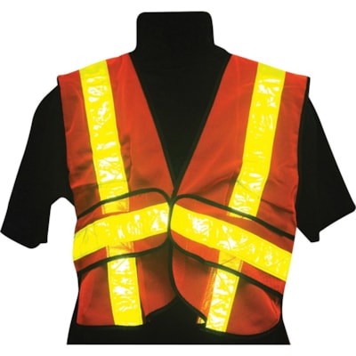 RONCO - Gilet de signalisation haute visibilité - Taille Taille unique - Maille - Orange - Confortable, Respirable, Bande réfléchissante, Haute visibilité - 1 chaque à CINQ POINTS DéTAACHABLES AVEC BANDES RéFLéCHISSANTES