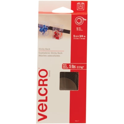VELCRO® Self-Adhesive Strips - 5 ft (1.5 m) Length x 0.75" (19.1 mm) Width - Black - 1 Each STICKY BACK TAPE. BLACK 