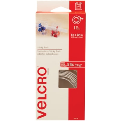 VELCRO® Self-Adhesive Strips - 5 ft (1.5 m) Length x 0.75" (19.1 mm) Width - White - 1 Each STICKY BACK TAPE. WHITE 