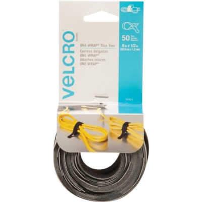 VELCRO® Reusable Ties - Cable Tie - Black, Gray - 25 lb (11339.81 g) Loop Tensile - 8" (203.20 mm) Length - 1 Pack 8IN X 1/2IN. BLACK & GRAY 