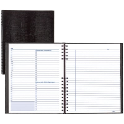 Blueline - Planificateur NotePro - Quotidien - Sheet Blanc - Bifilaire - Papier - Cover Noir - hauteur de 8,5 po (216 mm) x largeur de 10,7 po (273 mm) - Souple, Poche de rangement, Bilingue, Autocollant, Feuille d'index, Cartonné - 1 chaque BILINGUE 