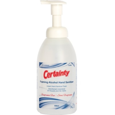 Certainty Hand Sanitizer Foam - Fragrance-free Scent - 550 mL - Pump Bottle Dispenser - Kill Germs, Bacteria Remover - Hand - Moisturizing - Non-sticky, Rich Lather - 1 Each FRAGRANCE FREE THICK AND RICH 70% ALCOHOL FOR