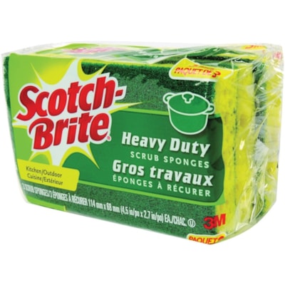 Scotch-Brite Scrub Sponge - 3 / Pack - Heavy Duty SCRUB SPONGE HD-3-12-CA