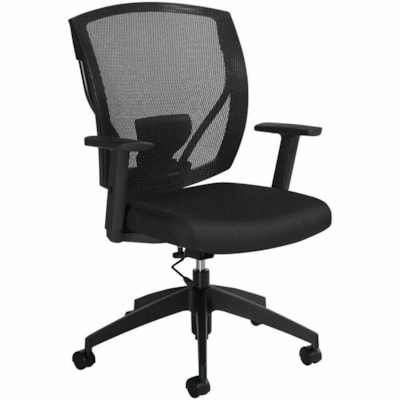 Offices To Go Ibex | Upholstered Seat & Mesh Back Task - Mesh Back Material - Mid Back - Ebony - 1 Each MEDIUM BACK BLACK JENNY FABRIC MESH BACK