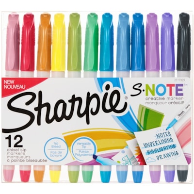 Sharpie S-Note Creative Markers - Chisel Marker Point - Assorted Ink - 12 / Pack  