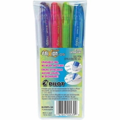 FriXion Gel Pen - 0.5 mm (0.02") Extra Fine Needle Pen Point - Refillable - Pink, Purple, Turquoise, Lime Green Ink - Gel-based - Turquoise, Purple, Pink, Lime Green Barrel - Rubber Tip - 4 / Pack ERASABLE ROLLING BALL 0.5MM WRITE-ERASE-REWRITE