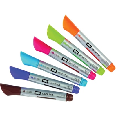 Quartet Premium Glass Board Dry-erase Markers - Bullet Marker Point - Pink, Blue, Green, Orange, Purple, Brown Ink - Liquid - 6 / Pack BULLET POINT ASSORTED 6-PACK