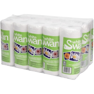 White Swan Kitchen Towel Poly Pack - 2 Ply - 11" (279.40 mm) Width x 8.30" (210.82 mm) Length - 70 Sheets/Roll - White - 15 / Pack 2P P/PACK 70SHT @15 