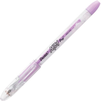 Pentel Arts Milky Pop Rollerball Pen - 0.8 mm (0.03") Medium Pen Point - Pastel Violet Ink - Gel-based - Metal Tip - 12 / Pack 0.8MM 