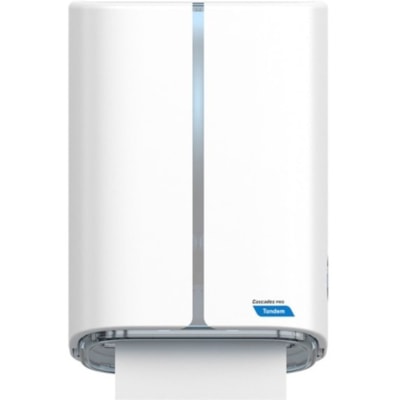 Cascades Tandem+ Mechanical No-Touch Hand Towel Dispenser, PRO, White - Roll Dispenser - 16.62" (422.15 mm) Height x 11.50" (292.10 mm) Width - Acrylonitrile Butadiene Styrene (ABS) - White - Durable, Jam Resistant, Touch-free, Automatic - 1 Carton MECHANICAL NO TOUCH DISP WHITE
