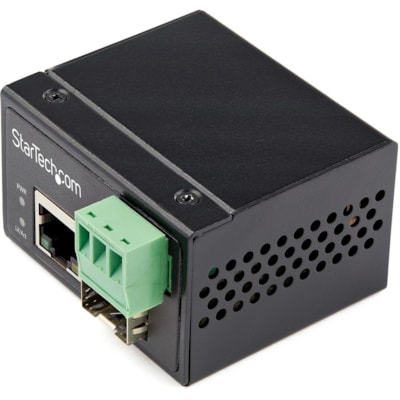 StarTech.com Industrial Fiber to Ethernet Media Converter - 100Mbps SFP to RJ45/CAT6 SM/MM - Fiber to Copper Network - IP-30 12V Input - Fiber to Ethernet Media Converter extends networks & converts optical fiber to RJ45 Copper/CAT6 - Industrial Hardened -40 to 75C temp - 100Mbps - Open SFP - 12V-56 ter extends networks & convert s optical fiber to R