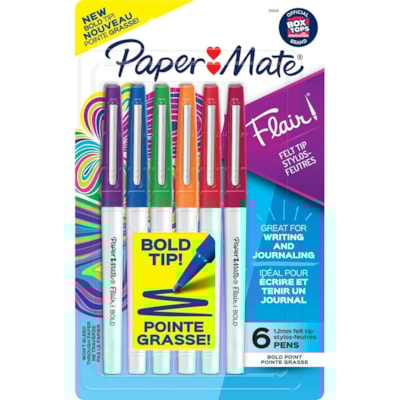 Paper Mate Flair Marker - Bold Marker Point - Assorted Ink - 6 / Pack  