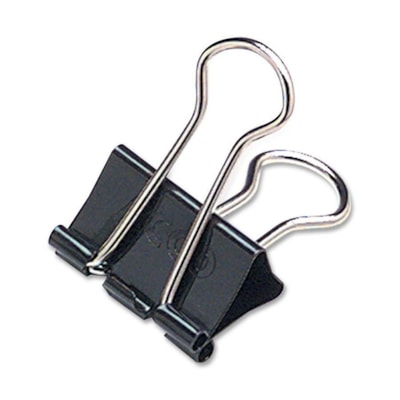 ACCO Mini Foldback Clips - Mini - 0.50" (12.70 mm) Width - 0.3" (6.35 mm) Size Capacity - Black, Silver - Steel - 12 / Pack (MINI) 1/4" 