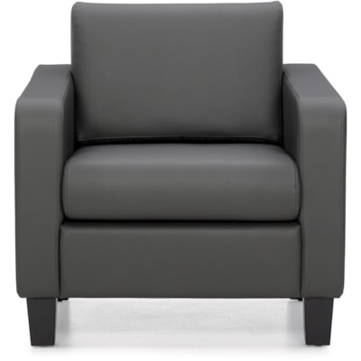 Offices to Go® Suburb Sofa Series - Four-legged Base - Charcoal, Gray - Bonded Leather, Luxhide, Leather - 1 Each BONDED LEATHER  CHARCOAL 