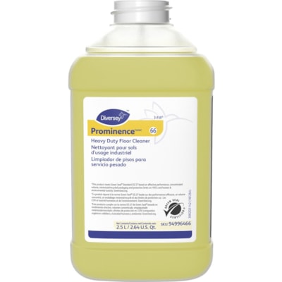 Diversey Prominence Heavy Duty Floor Cleaner - 2.50 L - Citrus Scent - Heavy Duty, Rinse-free, pH Neutral, Film-free - Yellow - 2 / Carton 2X2.5 L 