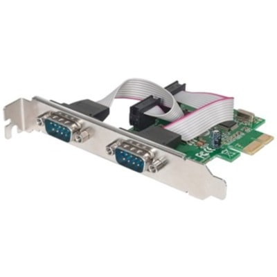 Manhattan PCI Express Card, 2x Serial DB9 ports, 2.5 Mbps, x1 x4 x8 x16 lane buses, Standard/Low Profile PCI, Three Year Warranty, Box - Low-profile Plug-in Card - PCI Express 1.1 x1 - PC - 2 x Number of Serial Ports External ard Two DB9 Ports; Fits PCI Ex press x1  x4  x8 and