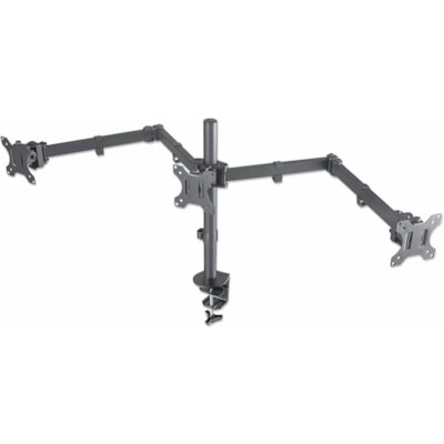 Manhattan 461658 Desk Mount for LCD Monitor, Display, Monitor - Black - Height Adjustable - 3 Display(s) Supported - 13" to 27" Screen Support - 46.30 lb (21000 g) Load Capacity - 75 x 75, 100 x 100 - VESA Mount Compatible - Steel, Cast Metal th Center Mount and Double-Lin k Swing Arms Support