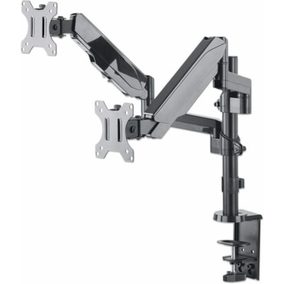 Manhattan 461597 Desk Mount for Curved Screen Display, Flat Panel Display - 2 Display(s) Supported - 32" Screen Support - 35.27 lb (16000 g) Load Capacity - 75 x 75, 100 x 100  Dual Monitor Mount Two Gas-Sp ring Jointed Arms  S