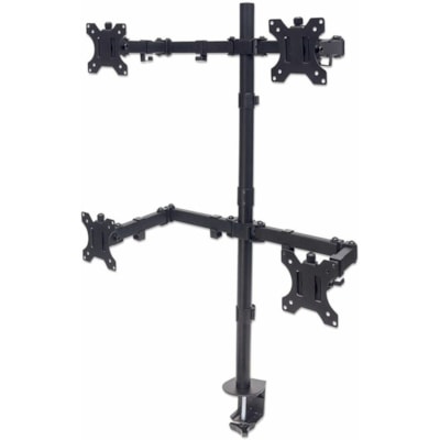 Manhattan 461566 Desk Mount for Monitor, LCD Monitor - Black - Height Adjustable - 4 Display(s) Supported - 13" to 32" Screen Support - 70.55 lb (32000 g) Load Capacity - 75 x 75, 100 x 100 - VESA Mount Compatible - Die-cast Metal, Steel or Mount with Double-Link Swin g Arms Holds Four 13