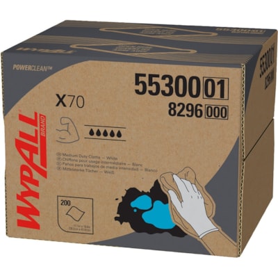 Wypall - Chiffon de nettoyage 55300 - largeur de 11,10 po (281,94 mm) x longueur de 16,80 po (426,72 mm) - Blanc - Copeaux de bois, Polypropylène - 200 / Carton  