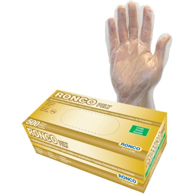 RONCO Poly Polyethylene Disposable Glove - Large Size - For Right/Left Hand - Clear - Latex-free, Flexible - For Food Service, Aquaculture, Fishing, Household, Painting, Food Preparation, Hospitality, Janitorial Use, Sanitation, Veterinary - 10000 / Case DISPOSABLE GLOVES PF L 500 