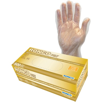 RONCO Poly Polyethylene Disposable Glove - Extra Large Size - For Right/Left Hand - Clear - Latex-free, Flexible - For Food Service, Aquaculture, Fishing, Household, Painting, Food Preparation, Hospitality, Janitorial Use, Sanitation, Veterinary - 10000 / Case DISPOSABLE GLOVES PF XL 500 
