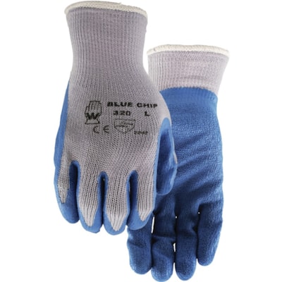 Watson Gloves - Gants en latex de caoutchouc Blue Chip, grand, bleu, 6 paires par paquet - Saleté, Débris Protection - Latex Revêtement - Grande Taille - Ergonomique, Ajustement serré, Résistant Aux Crevaisons, Résistant à l'abrasion, Poignée sûre, R&ea RUBBER LATEX  CRINKLE FINISH SIZE LARGE