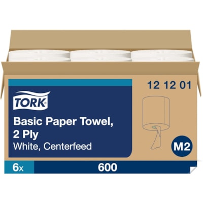 Essuie-tout Recyclé TORK - 2 Pli - largeur de 11,80 po (299,72 mm) - 600 Feuilles/Rouleau - diamètre du rouleau 7,80 po (198,12 mm) - 2,90 po (73,66 mm) Matériau - Blanc - Papier - 600 / Rouleau SERVIETTE CENTRALE 2 PLIS 