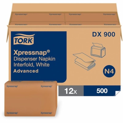 TORK - Serviette à distributeur Xpressnap - 1 Pli - Enchevêtré - largeur de 13 po (330,20 mm) x longueur de 8,50 po (215,90 mm) - Blanc - Fibre - 500/emballage - 12 / Carton  SERV  ENTREPLI?ES MONOCOUCHE  500 CT  13'' X 8-1/