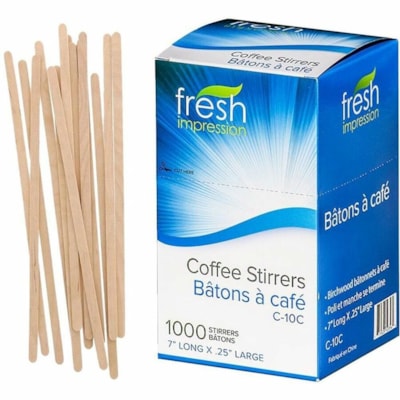 BUNN Fresh Impression Wood Coffee Stir Sticks, 7" , 1,000/BX - 7" (177.80 mm) Length - Wood, Birch Wood - 1000 / Box BIRCHWOOD 