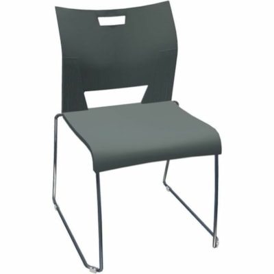 Global Duet Armless Chair, Polypropylene Seat & Back (6621) - Shadow, Gray Polypropylene, Resin Seat - Polypropylene, Plastic, Resin Back - Chrome Steel Frame - Low Back - Sled Base - Chrome, Shadow - Plastic - 1 Unit POLYPROPYLENE SEAT & BACK 