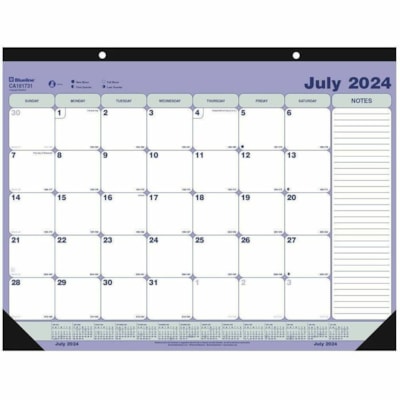 Blueline Academic Monthly Desk Pad - Academic - Monthly - 1 Year - July 2024 to July 2025 - 1 Month Single Page Layout - Desk Pad - Pressboard - Tear-off, Reinforced Corner - 1 Each  