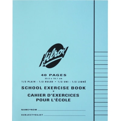 Hilroy Notebook - 40 Pages - Ruled Front Ruling - 0.31" (8 mm) Ruled - Half Plain Page, Half Ruled Page BLANK 1/2 RULED 40 PAGES 