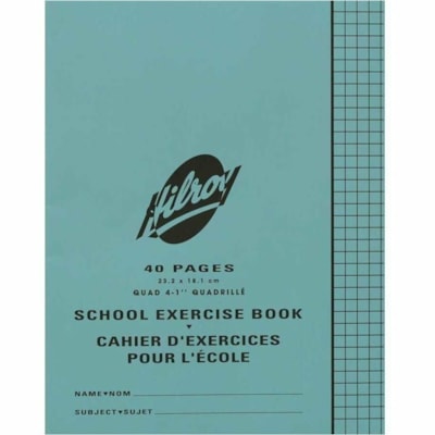 Cahier quadrillé/graphique Hilroy - 40 Pages - Quadrillé Front Ruling - 4 Carrés horizontaux - 4 Carrés verticaux 1 PO  BLEU  40 PAGES 