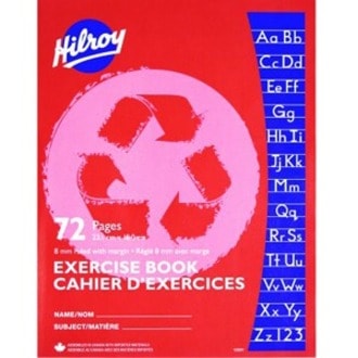 Hilroy Recycled Stitchbook, 72 pages, 8mm with Margin Ruling - 72 Pages - Stitched - Ruled Front Ruling - 0.31" (8 mm) Ruled - 9.13" (231.78 mm) Height x 7.13" (180.98 mm) Width x 0.13" (3.18 mm) Depth - White Paper - Lightweight - 1 Each W/ MARGIN RED  72PGS  RED 9-1/8 X 7-1/8