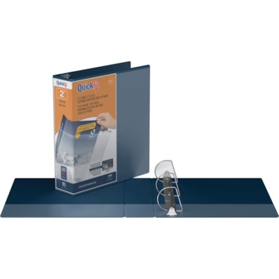 QuickFit Ring Binder - 2" (50.80 mm) Binder Capacity - Letter - 8 1/2" (215.90 mm) x 11" (279.40 mm) Sheet Size - Fastener(s): D-Ring - Pocket(s): 2, Front, Spine - Polypropylene - Navy - Recycled - PVC-free, Ink-transfer Resistant D-RING  OVERLAY USES LTTR SIZE PAPER FOR CUSTOM INSERT