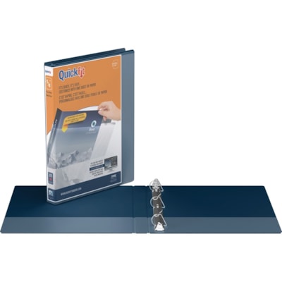 QuickFit - Reliure à anneaux 87A0-72 - 5/8 po (15,88 mm) Capcité du classeur - format lettre - format 8 1/2 po (215,90 mm) x 11 po (279,40 mm) - Fastener(s) : Anneau en D - Pocket(s) : 2, Avant, Dos - Polypropylène - Marine - Recyclé - Sans PVC, Résistant au transfer BAGUE ANGLE-D 
