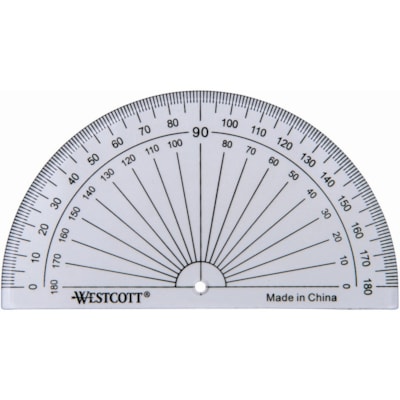 Westcott 4" Plastic Protractor, bulk - Plastic - Clear - 1 Each 100 MM BASE BEVELLED EDGES CLEAR MARKINGS FOR EASY READ