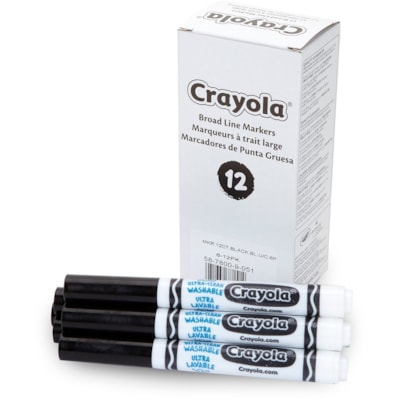 Crayola Marker - Wide Marker Point - Black Ink - 12 / Pack 12 BLACK MARKERS ULTRA CLEAN