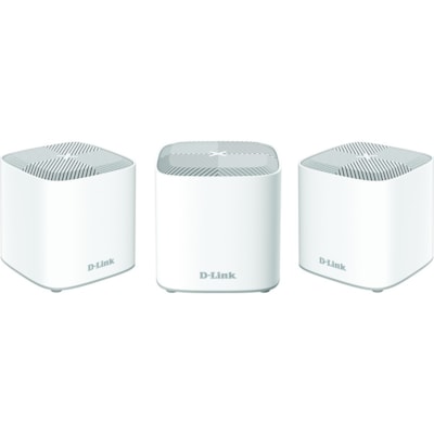 D-Link Covr COVR-X1863 Wi-Fi 6 IEEE 802.11ax Ethernet Wireless Router - 2.40 GHz ISM Band - 5 GHz UNII Band - 4 x Antenna(4 x Internal) - 230.40 MB/s Wireless Speed - 1 x Network Port - 1 x Broadband Port - Gigabit Ethernet - Desktop I-FI SYSTEM (3PK) 
