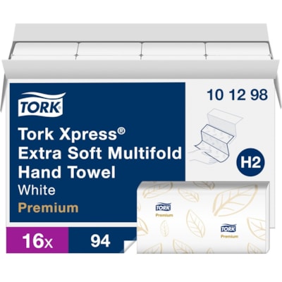 TORK - Essuie-tout Xpress - 2 Pli - Enchevêtré - largeur de 9,13 po (231,78 mm) x longueur de 12,80 po (325,12 mm) - Blanc - Pâte vierge, Fibre vierge - 94 / emballage 94 PER PACK 16 PER CARTON 