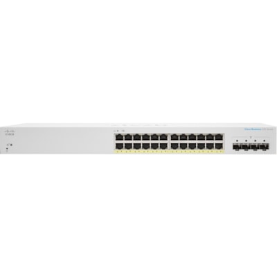 Cisco Business CBS220-24P-4G Ethernet Switch - 24 Ports - Manageable - Gigabit Ethernet - 10/100/1000Base-T, 1000Base-X - 2 Layer Supported - Modular - 4 SFP Slots - 30.40 W Power Consumption - 195 W PoE Budget - Optical Fiber, Twisted Pair - PoE Ports - Rack-mountable - 3 Year Limited Warranty 1G SFP 