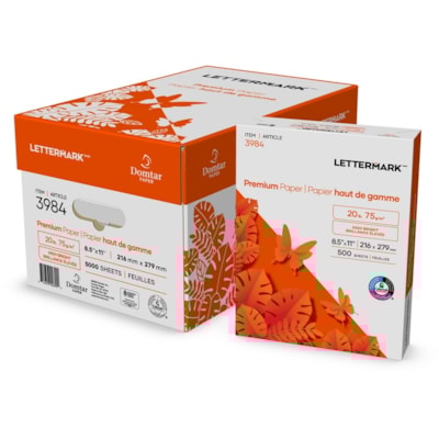 Lettermark - Papier multi-usages de qualité supérieure - Blanc - 96 Luminosité - format lettre - 8 1/2 po (215,90 mm) x 11 po (279,40 mm) - 20 lb (9071,85 g) Poids de Base - 75 g/m² Grammage - Sustainable Forestry Initiative (SFI) - Technologie ColorLok, Sans bourrage, Sans BLANC - 20LB 98 LUMINOSITÉ CRTFIÉ SFI  GARNTE JET D'ENCRE