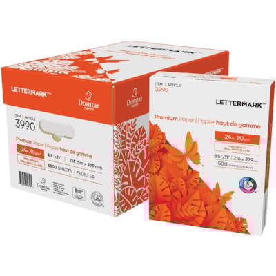 Lettermark Premium Paper Multipurpose - White - 96 Brightness - Letter - 8 1/2" (215.90 mm) x 11" (279.40 mm) - 24 lb (10886.22 g) Basis Weight - 90 g/m² Grammage - Sustainable Forestry Initiative (SFI) - ColorLok Technology, Jam-free, Acid-free - White - 500 / Pack PREMIUM PAPER 24LB 