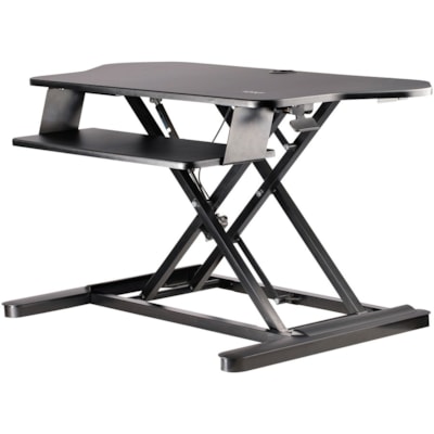 StarTech.com Corner Sit Stand Desk Converter with Keyboard Tray, Large Surface 35"x21" , Height Adjustable Ergonomic Tabletop Standing Desk - Corner sit-stand desk converter w/ 35.7x20in area - Height adjustable standing desk converter (6.1-23in from desk) - Assembled - Ergonomic stand up workstatio  
